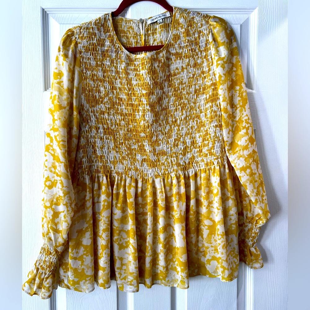 Yellow/White Chiffon Blouse